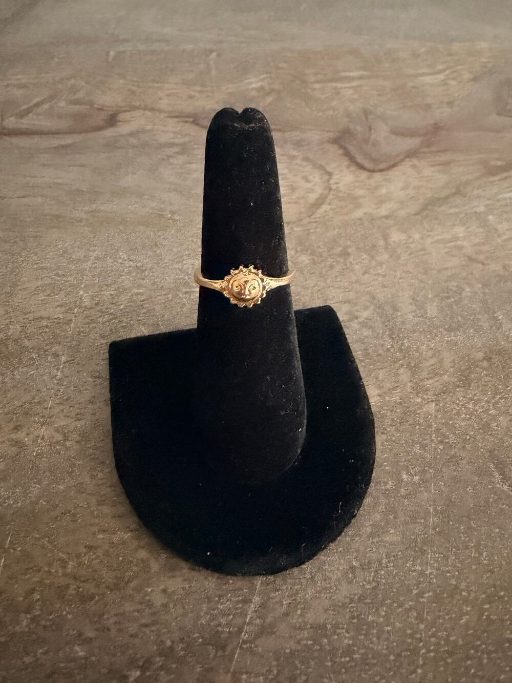 Gold Tone Celestial Sun Face Ring Size 6.5